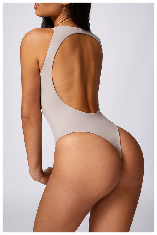 COMPRESSED BACKLESS BODYSUIT - NUDE
