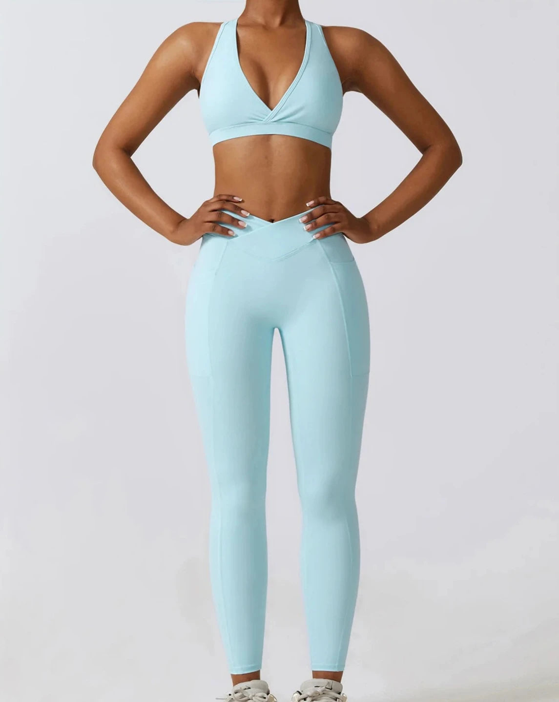Cross Over Sports Bra - Turquoise