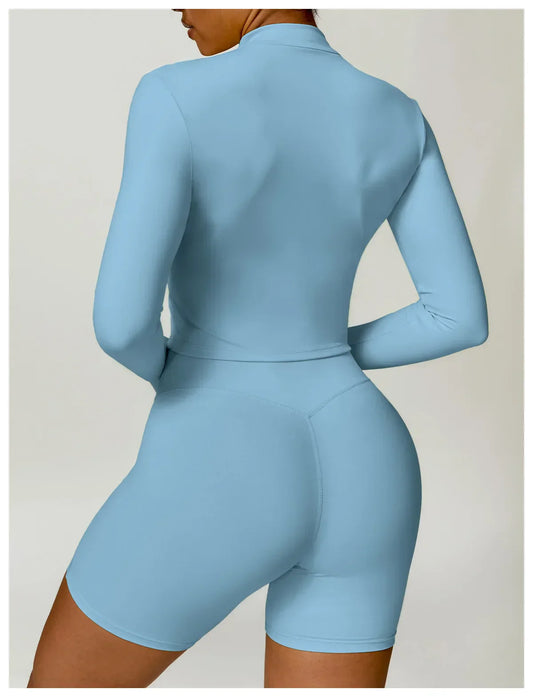 SHAPE ENHANCING LONG SLEEVE JACKET - BLUE