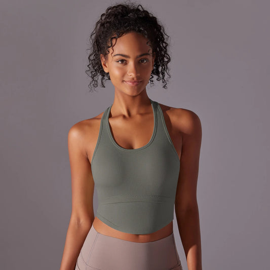 SEAMLESS CUT OUT TANK TOP - GREEN