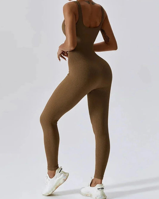 SEAMLESS JUMPSUIT - BROWN