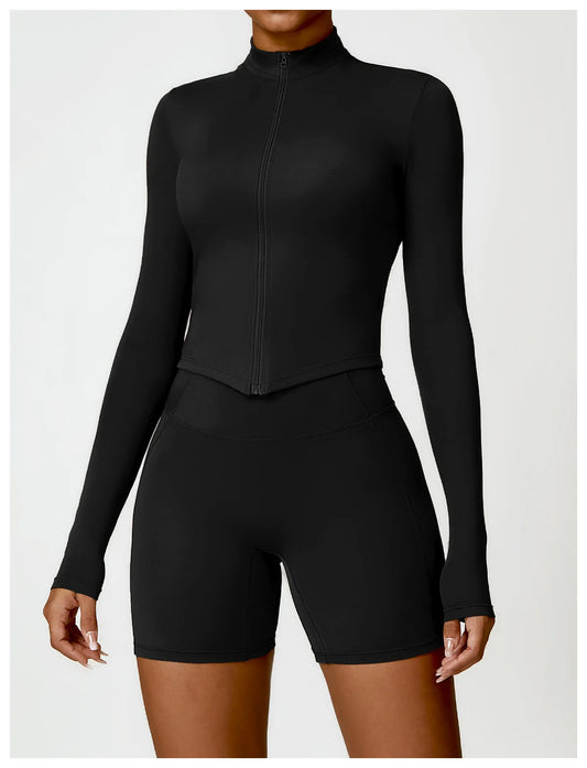 SHAPE ENHANCING LONG SLEEVE JACKET - BLACK