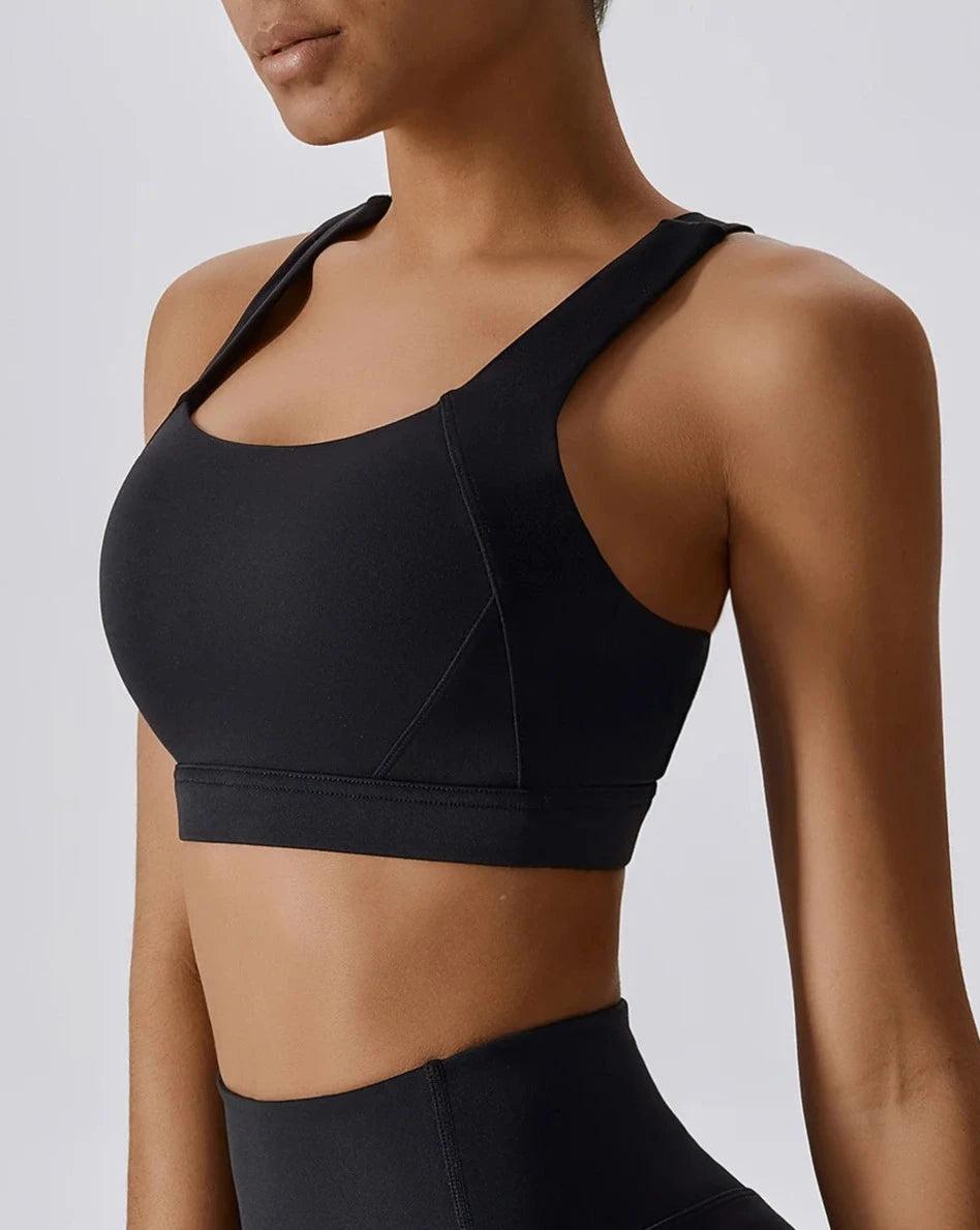 THE IRIS HIGH SUPPORT SPORTS BRA - BLACK