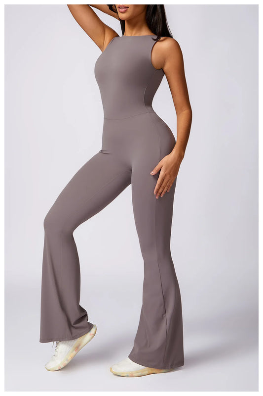SCRUNCH BUTT BACKLESS JUMPSUIT - NUDE