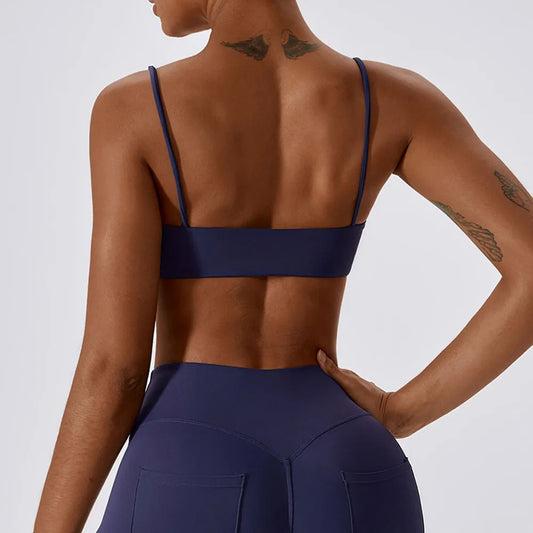 SEAMLESS CROPPED SPORTS BRA - NAVY