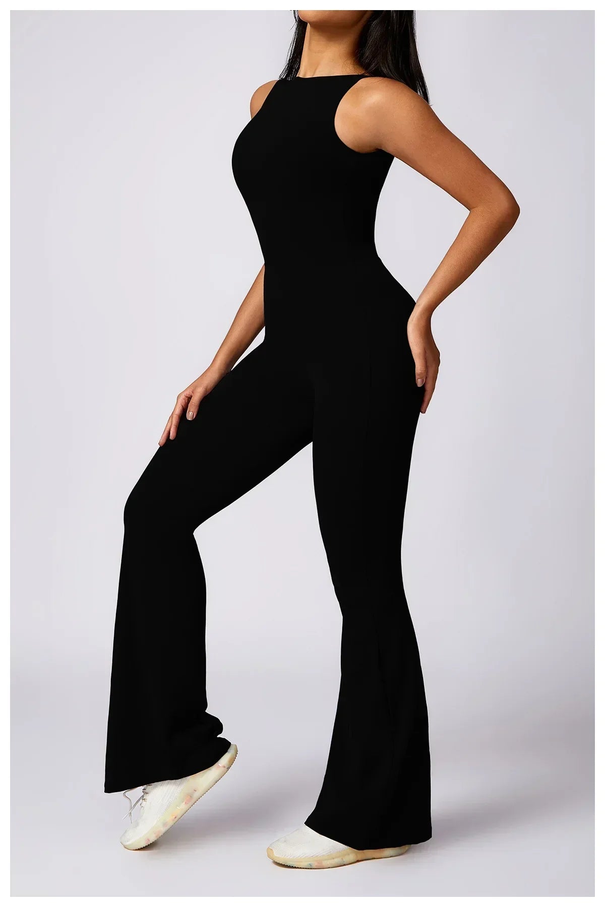 SCRUNCH BUTT BACKLESS JUMPSUIT - BLACK