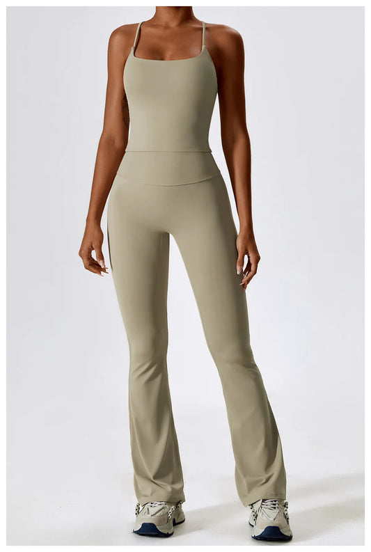 CAMI AND FLARED SET - CAMEL