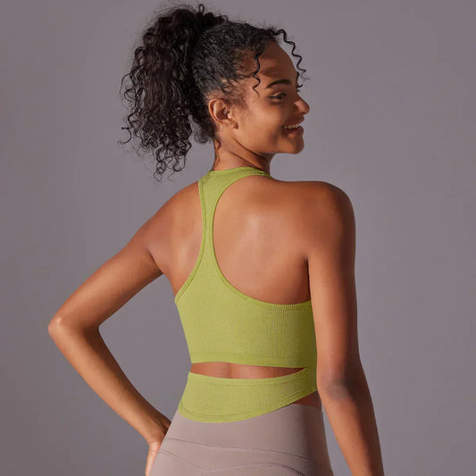 SEAMLESS CUT OUT TANK TOP - LIME