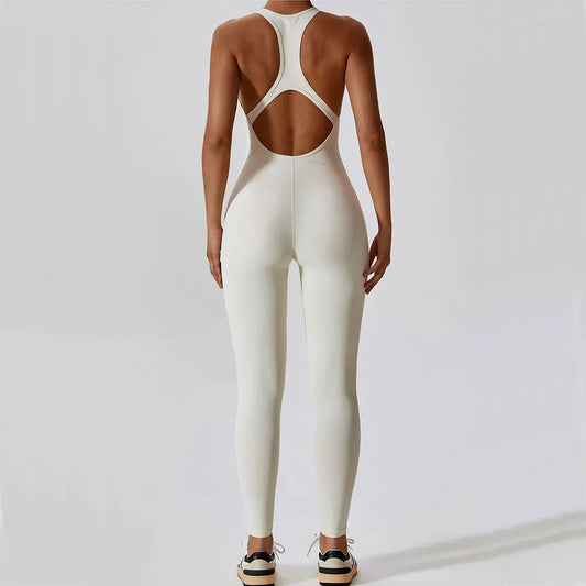 DYNAMIC BACKLESS JUMPSUIT - WHITE