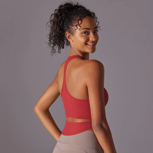 SEAMLESS CUT OUT TANK TOP - RED