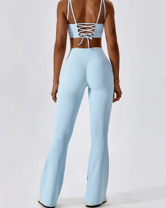 FLARED YOGA LEGGINGS - BLUE