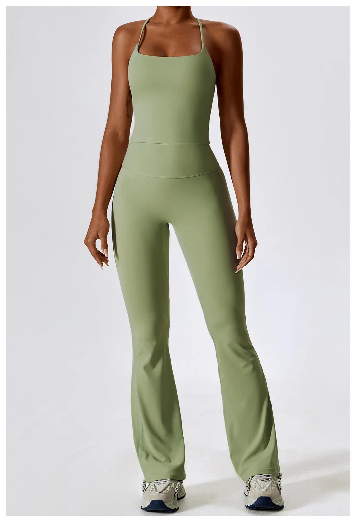 CAMI AND FLARED SET - GREEN