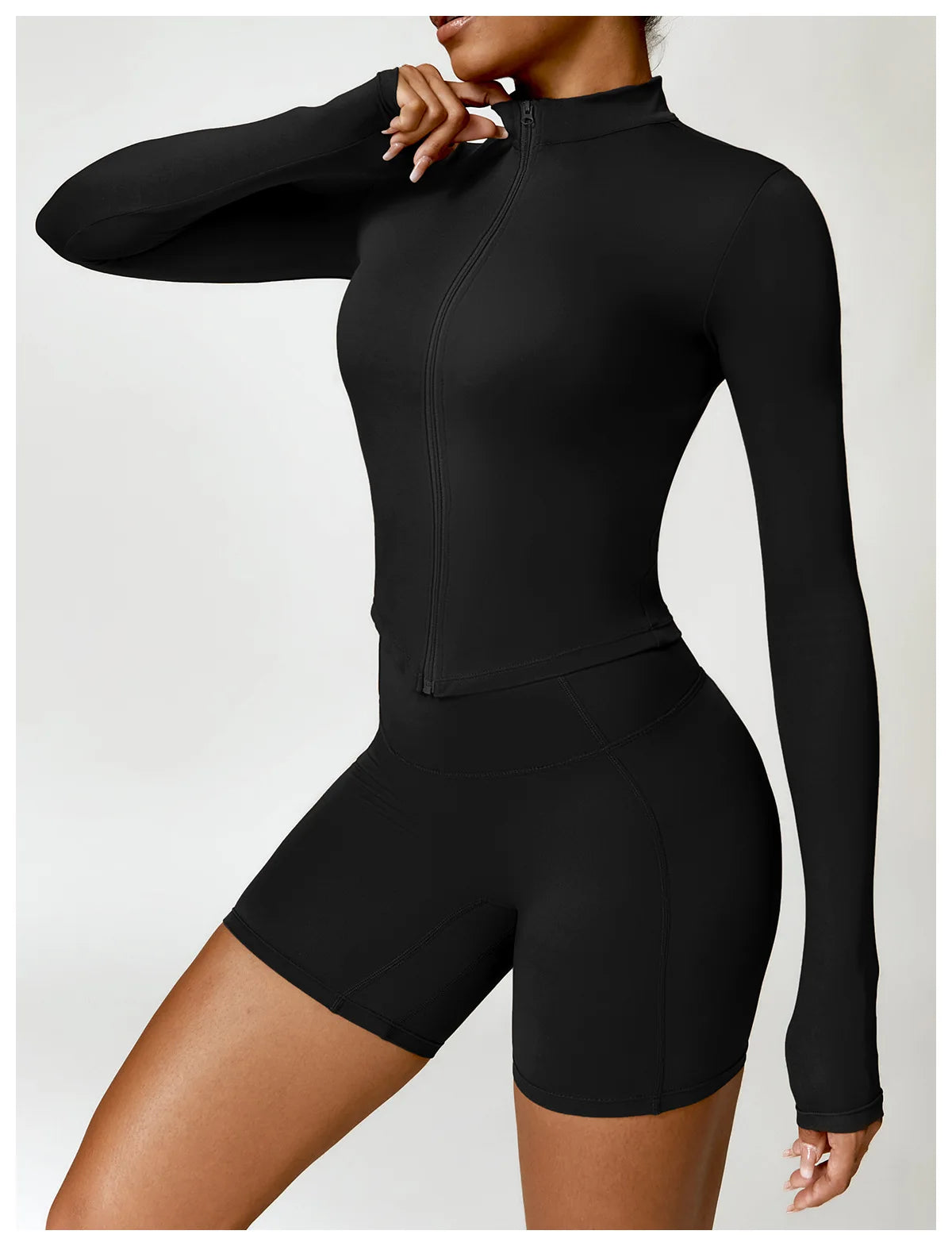 SHAPE ENHANCING LONG SLEEVE JACKET - BLACK