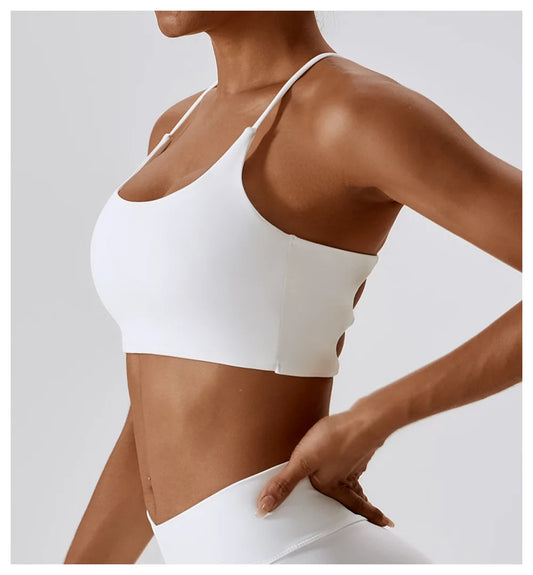 CROSS STRAP BACKLESS TOP - WHITE