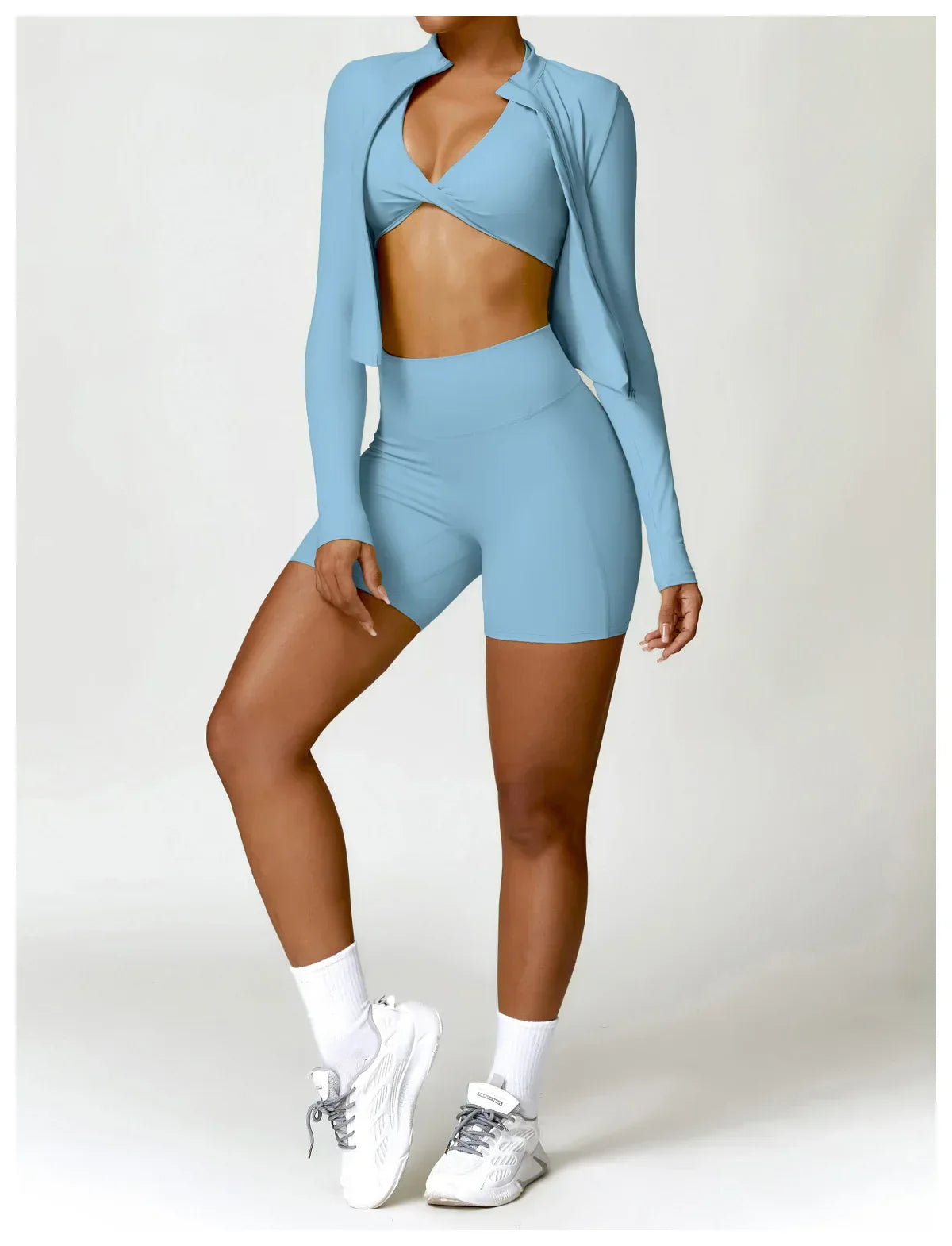 SHAPE ENHANCING LONG SLEEVE JACKET - BLUE