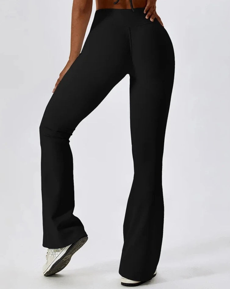 FLARED YOGA LEGGINGS - BLACK