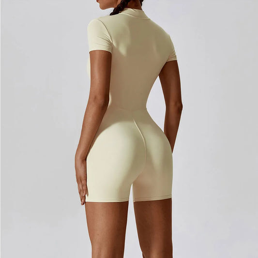 COMPRESSED SHORTS JUMPSUIT - CREAM