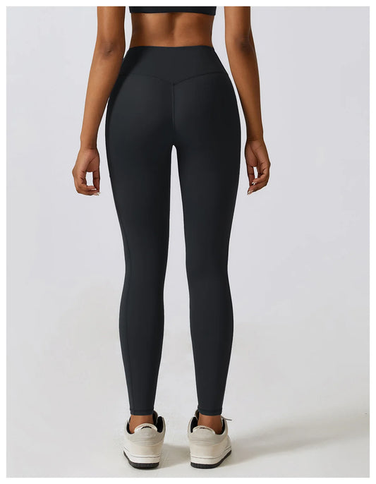 Crossed Waist Pocket Leggings - Black