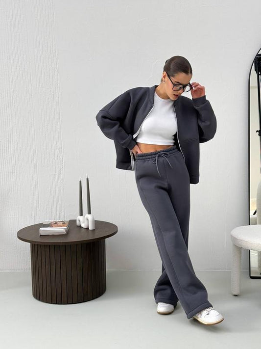 GREY AUTUMN/WINTER HOODIE & SWEATPANTS SET