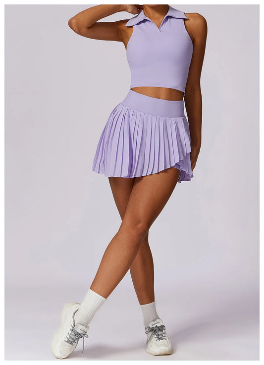 TENNIS SKORT AND TOP SET - LILAC