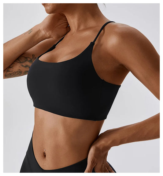 CROSS STRAP BACKLESS TOP - BLACK