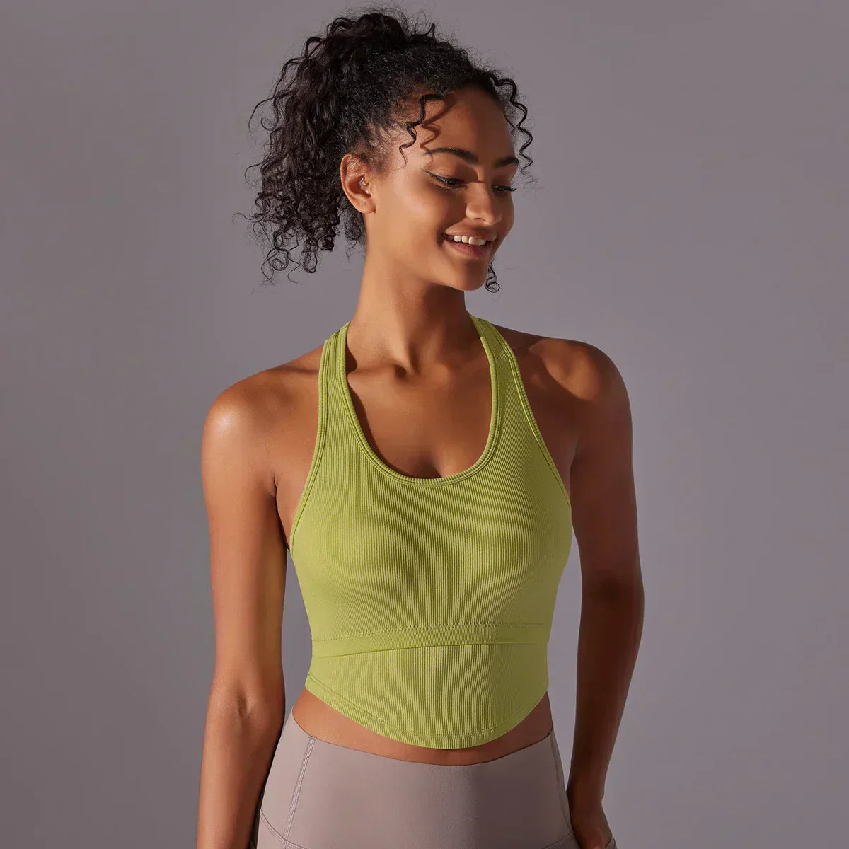 SEAMLESS CUT OUT TANK TOP - LIME