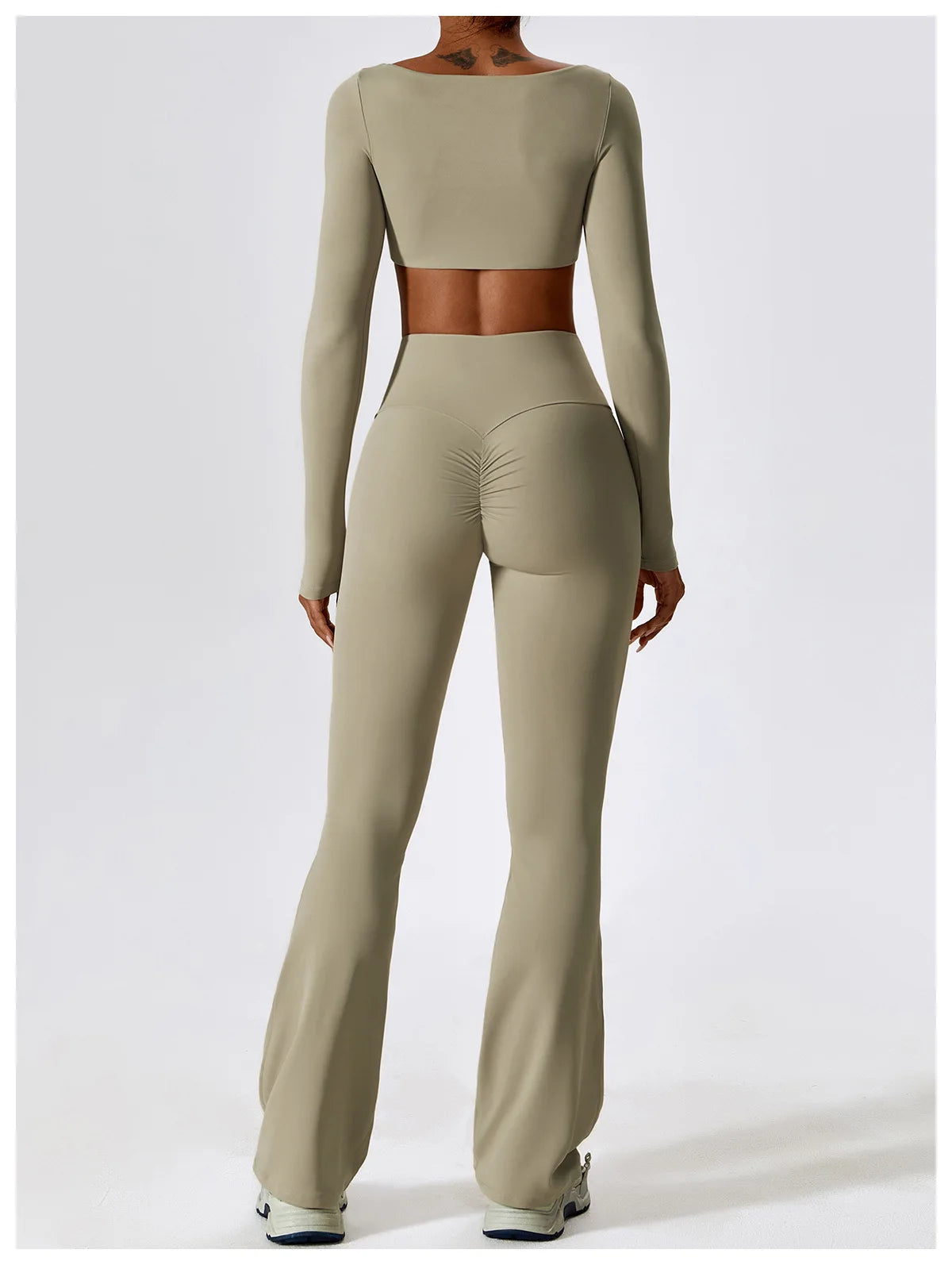 SQUARE NECK CROPPED GYM SET - NUDE
