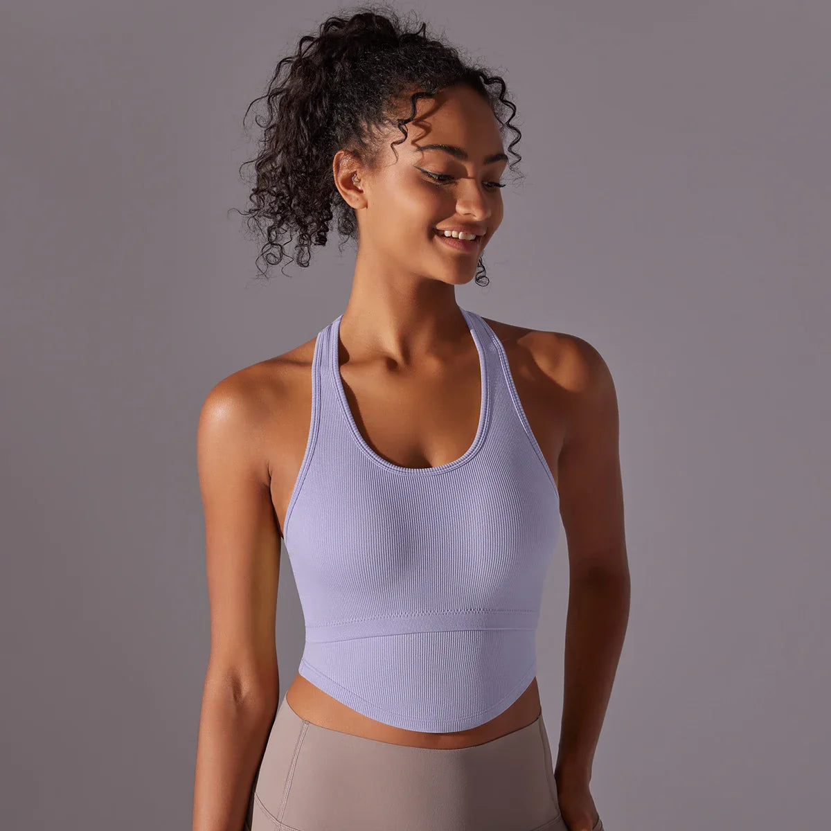 SEAMLESS CUT OUT TANK TOP - PURPLE