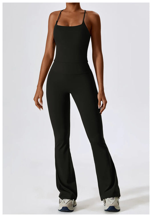 CAMI AND FLARED SET - BLACK