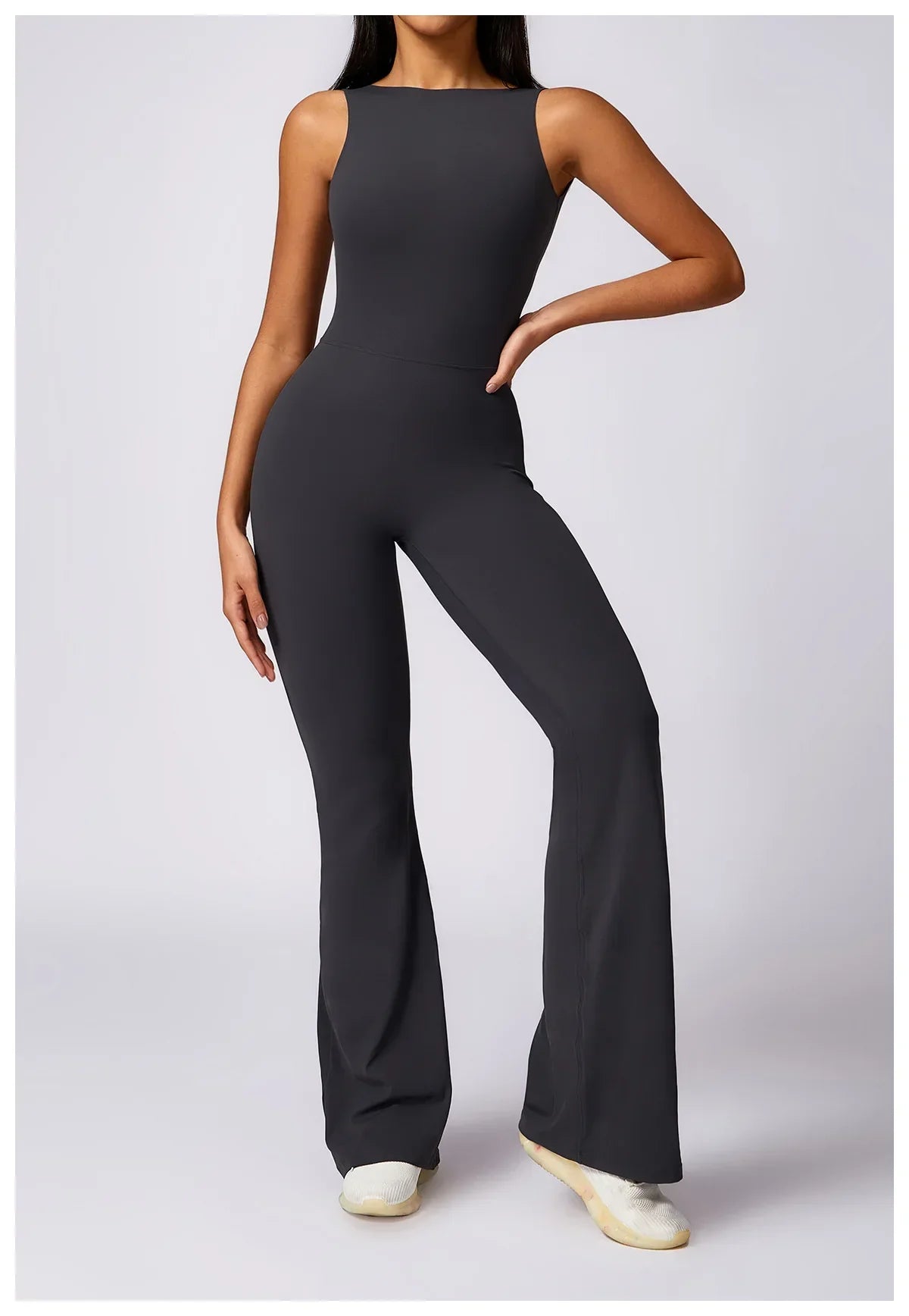 SCRUNCH BUTT BACKLESS JUMPSUIT - GREY