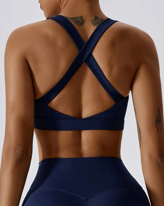 THE IRIS HIGH SUPPORT SPORTS BRA - NAVY