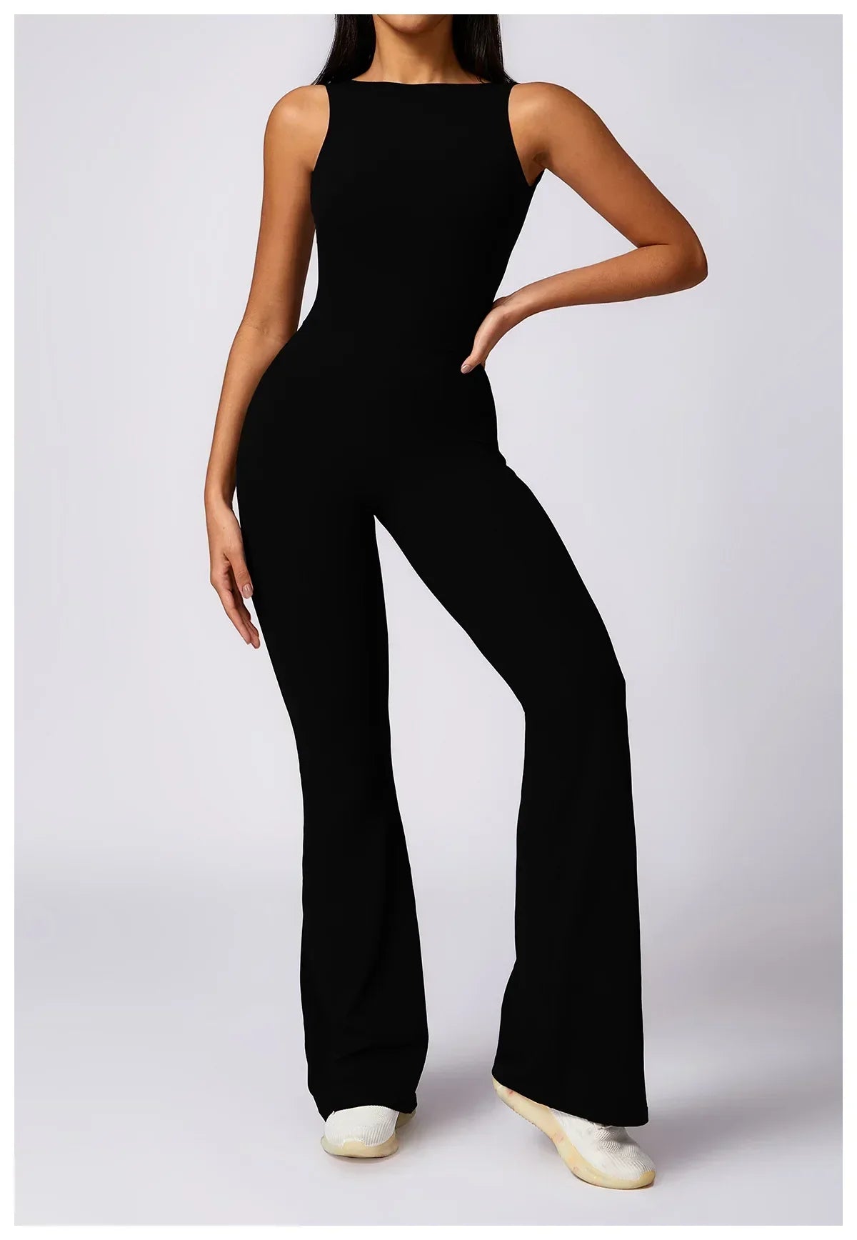 SCRUNCH BUTT BACKLESS JUMPSUIT - BLACK
