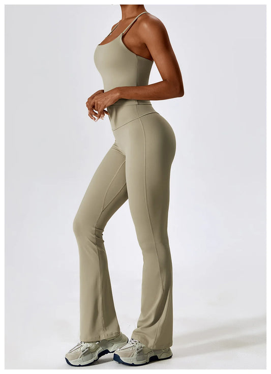 CAMI AND FLARED SET - CAMEL