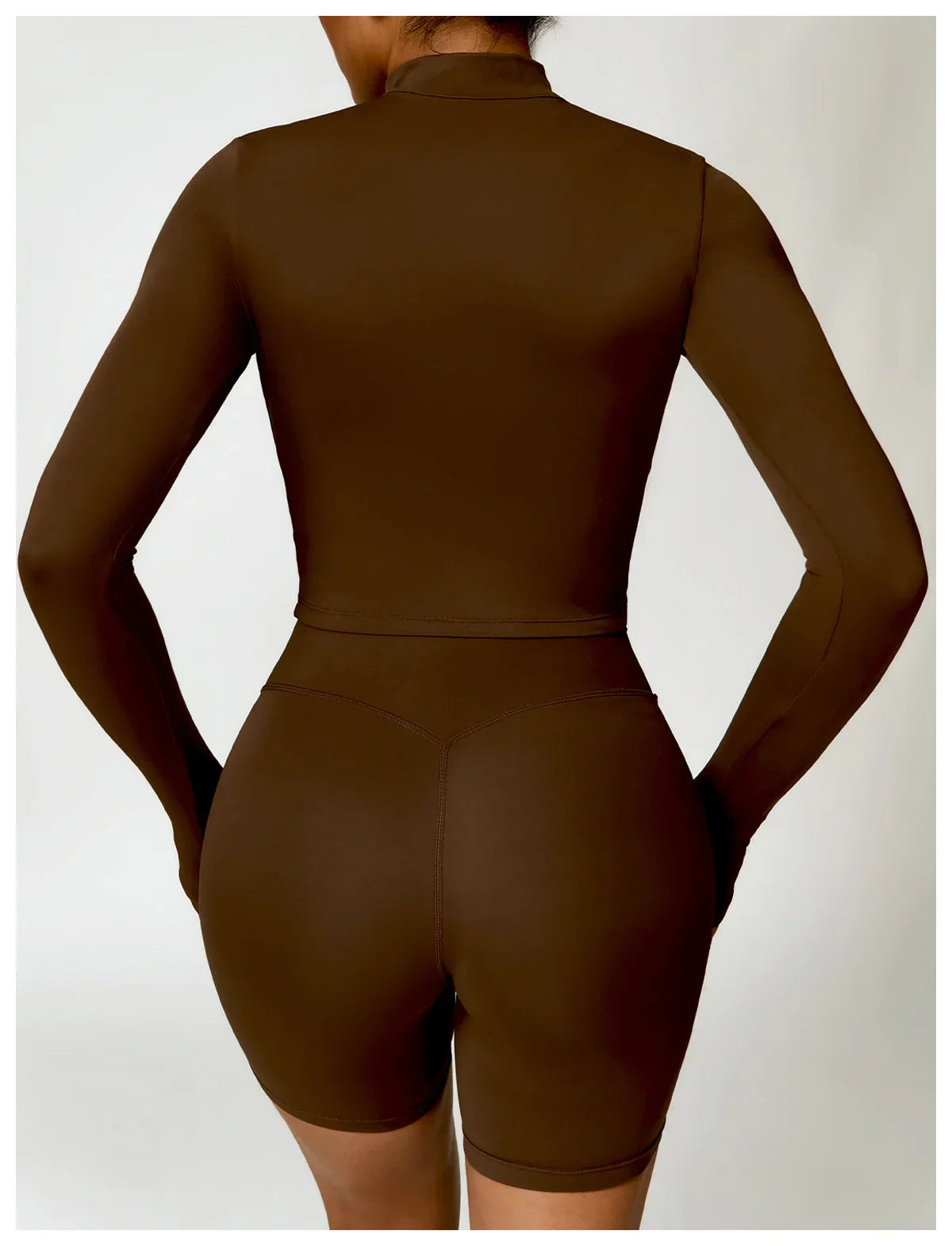 SHAPE ENHANCING LONG SLEEVE JACKET - BROWN