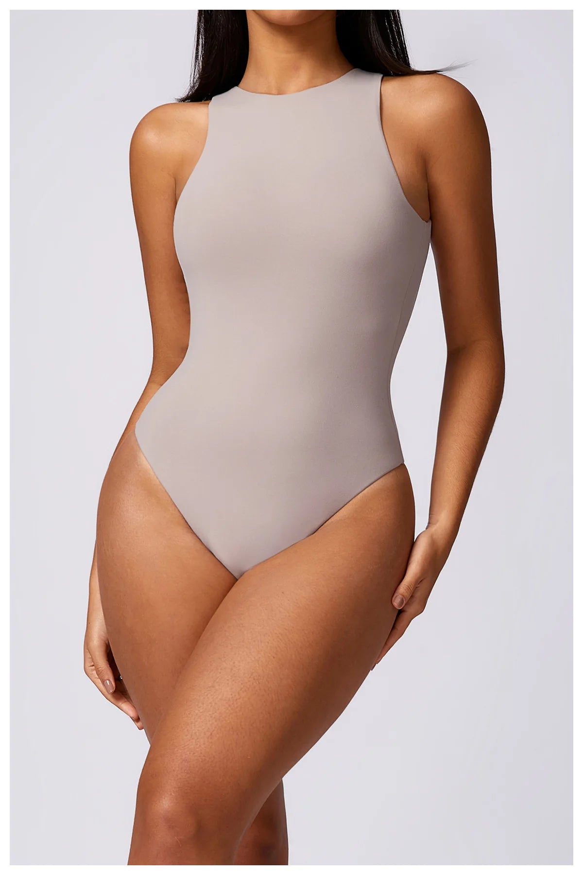 COMPRESSED BACKLESS BODYSUIT - NUDE