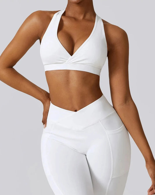 Cross Over Sports Bra - White