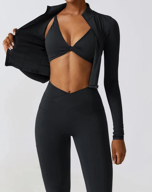 FITTED CONTOUR SPORTS JACKET - BLACK