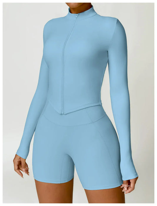 SHAPE ENHANCING LONG SLEEVE JACKET - BLUE