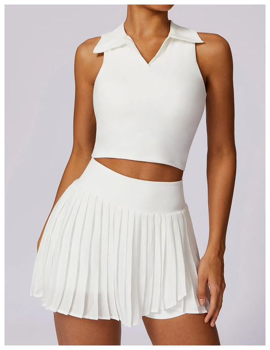 TENNIS SKORT AND TOP SET - WHITE
