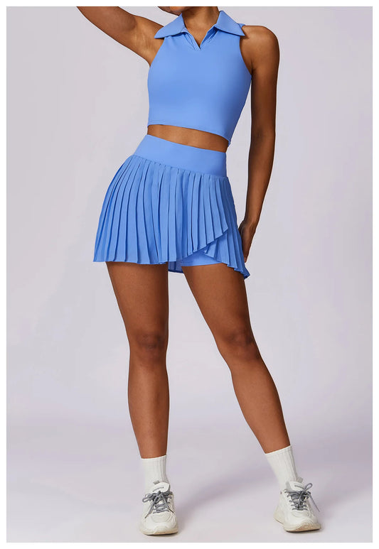 TENNIS SKORT AND TOP SET - BLUE