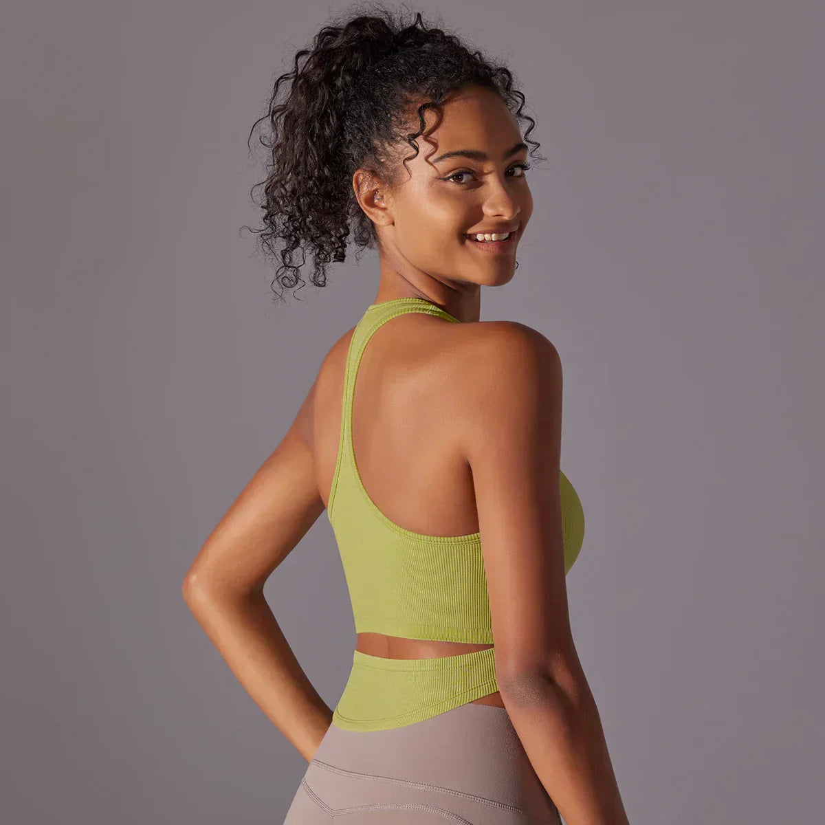 SEAMLESS CUT OUT TANK TOP - LIME