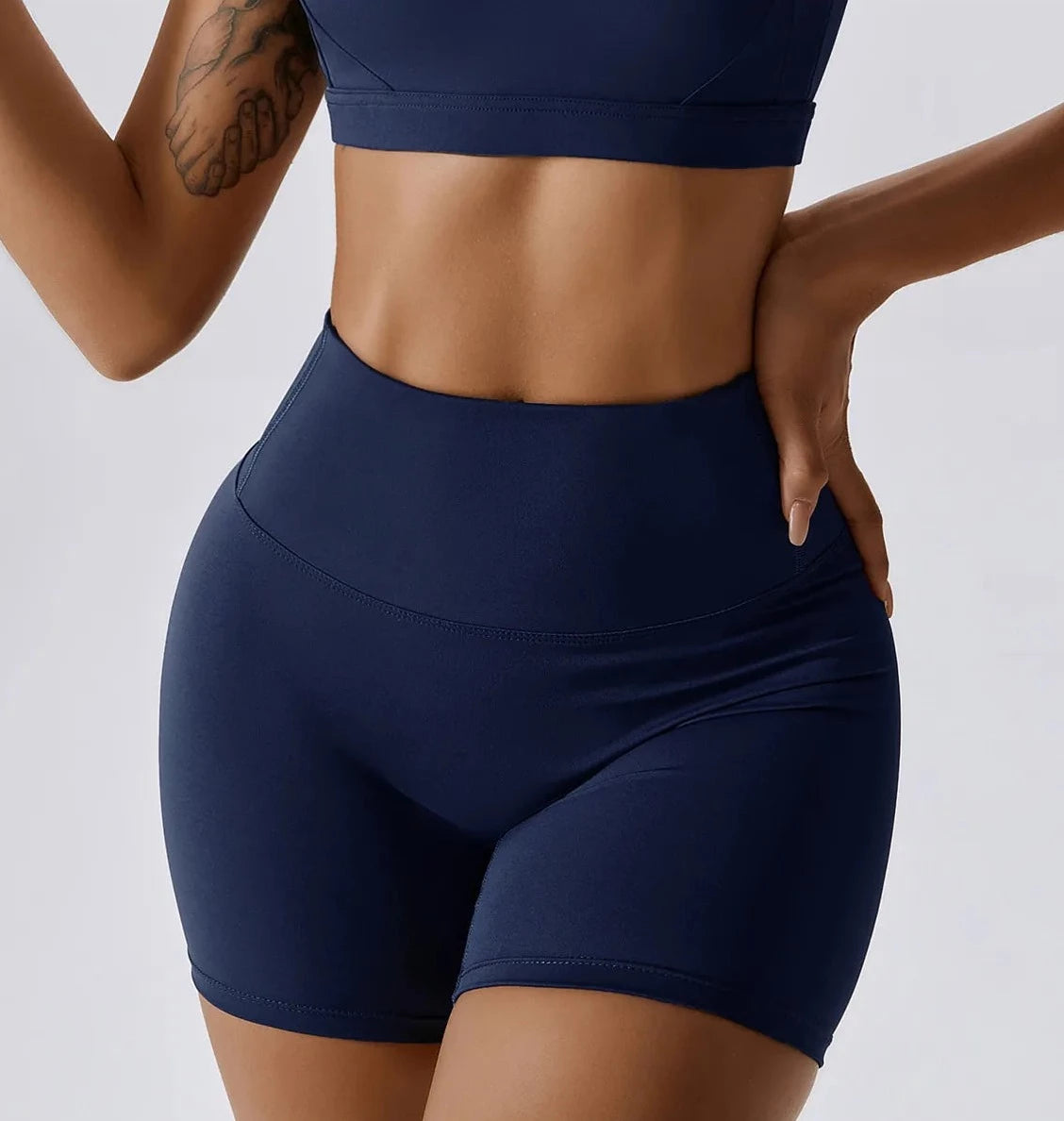 THE IRIS HIGH WAIST SHORTS - NAVY