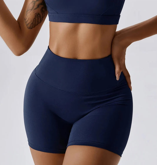 THE IRIS HIGH WAIST SHORTS - NAVY