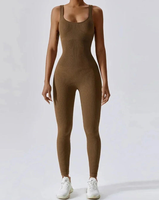 SEAMLESS JUMPSUIT - BROWN
