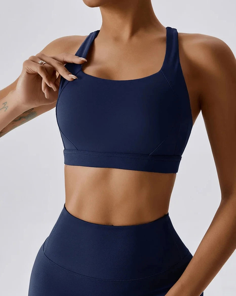 THE IRIS HIGH SUPPORT SPORTS BRA - NAVY