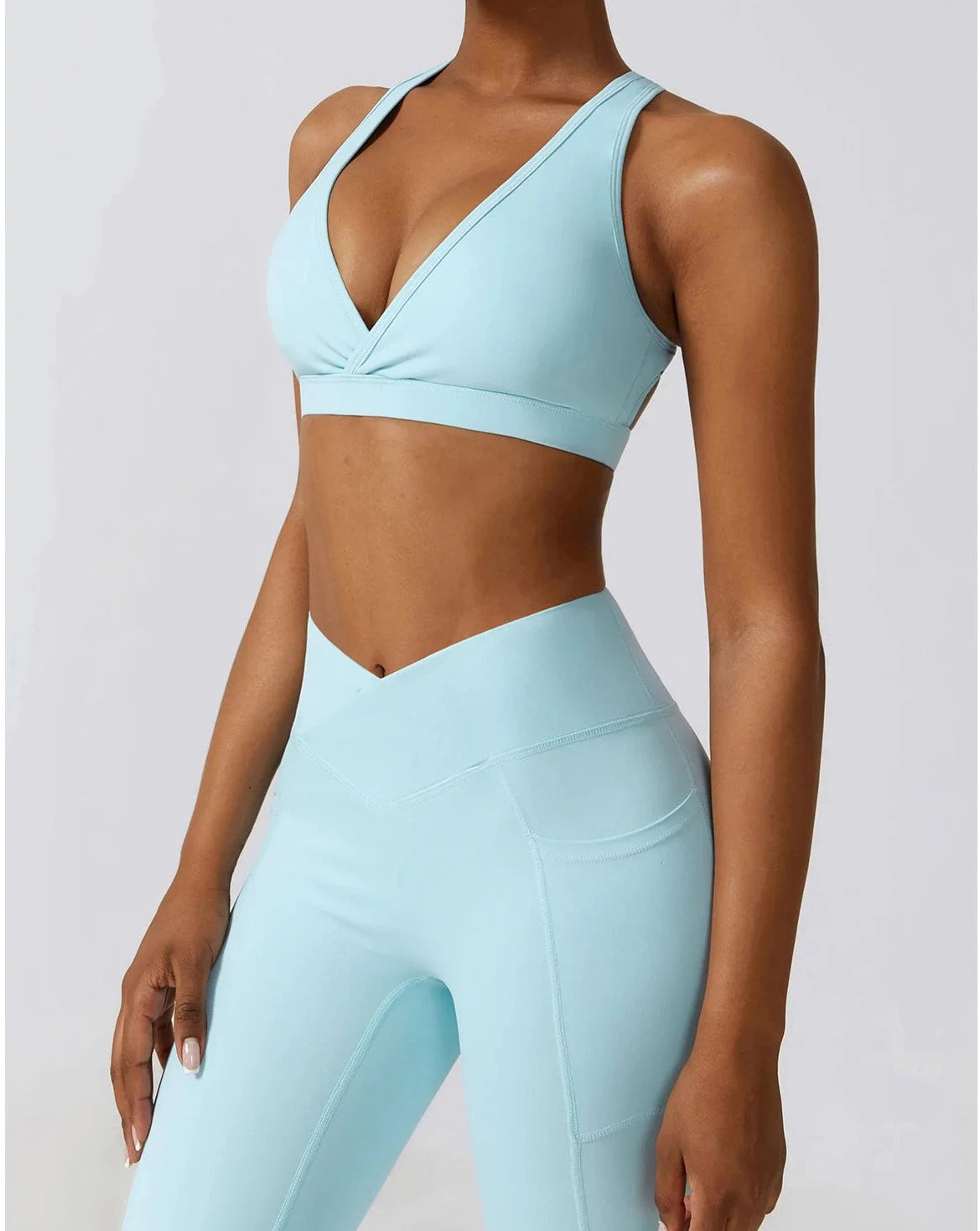 Cross Over Sports Bra - Turquoise