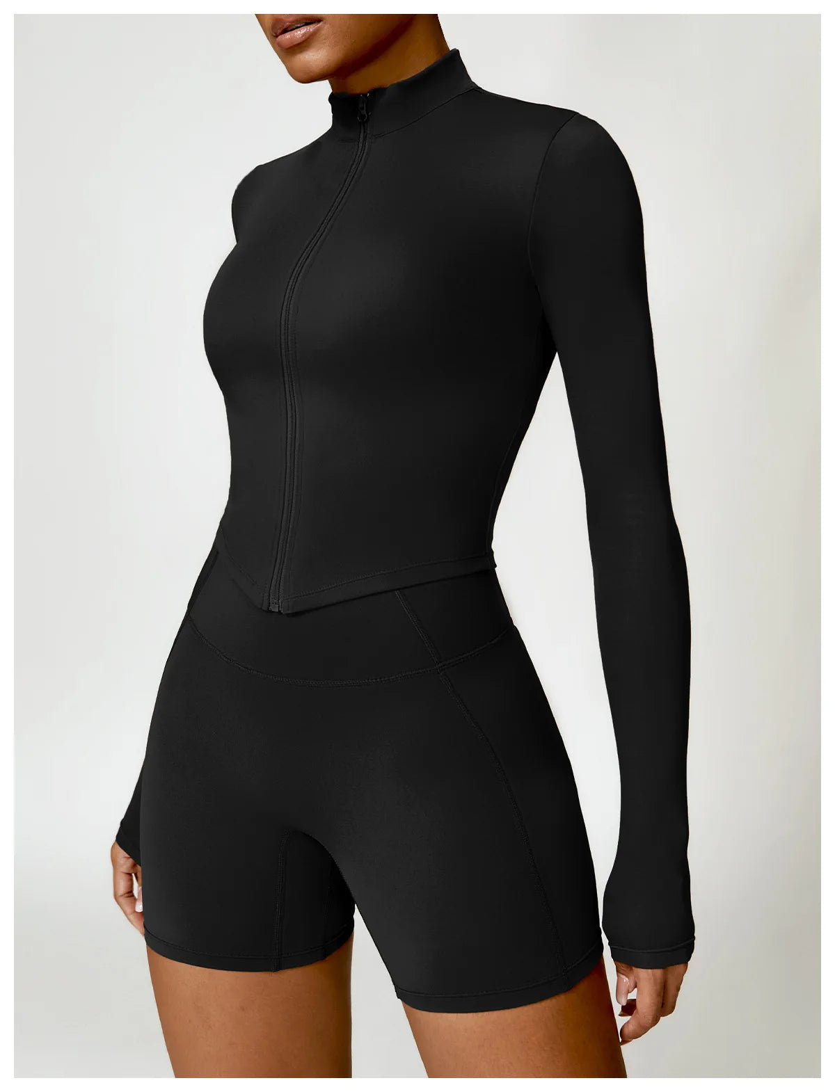SHAPE ENHANCING LONG SLEEVE JACKET - BLACK