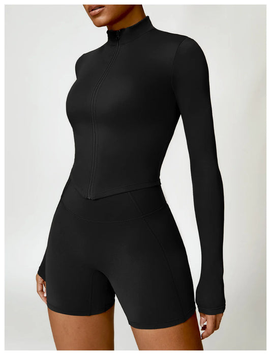 SHAPE ENHANCING LONG SLEEVE JACKET - BLACK