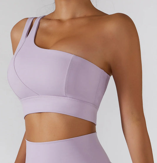 ONE SHOULDER SPORTS BRA - LILAC