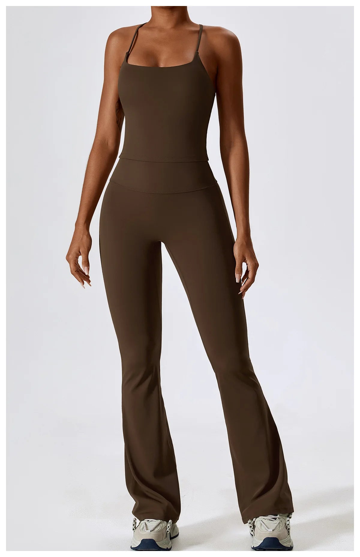 CAMI AND FLARED SET - BROWN